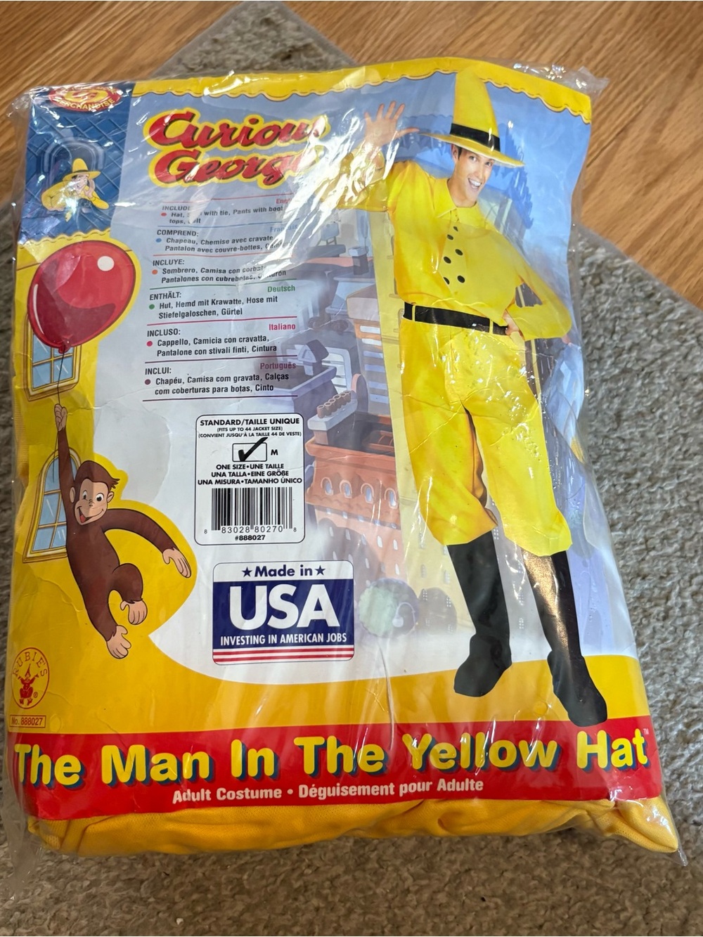 Rubie's Curious George The Man in the Yellow Hat Costume One Size Fits Most